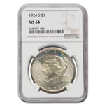 1924-S Peace Dollar MS-64 NGC