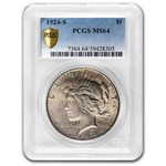 1924-S Peace Dollar MS-64 PCGS