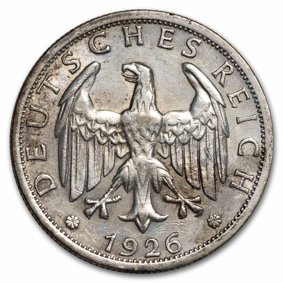 1925-1931 Germany Weimar Republic Silver 2 Mark VF-XF