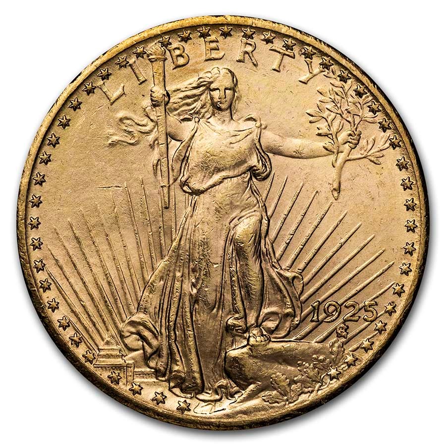 1925 $20 St Gaudens Gold Double Eagle AU