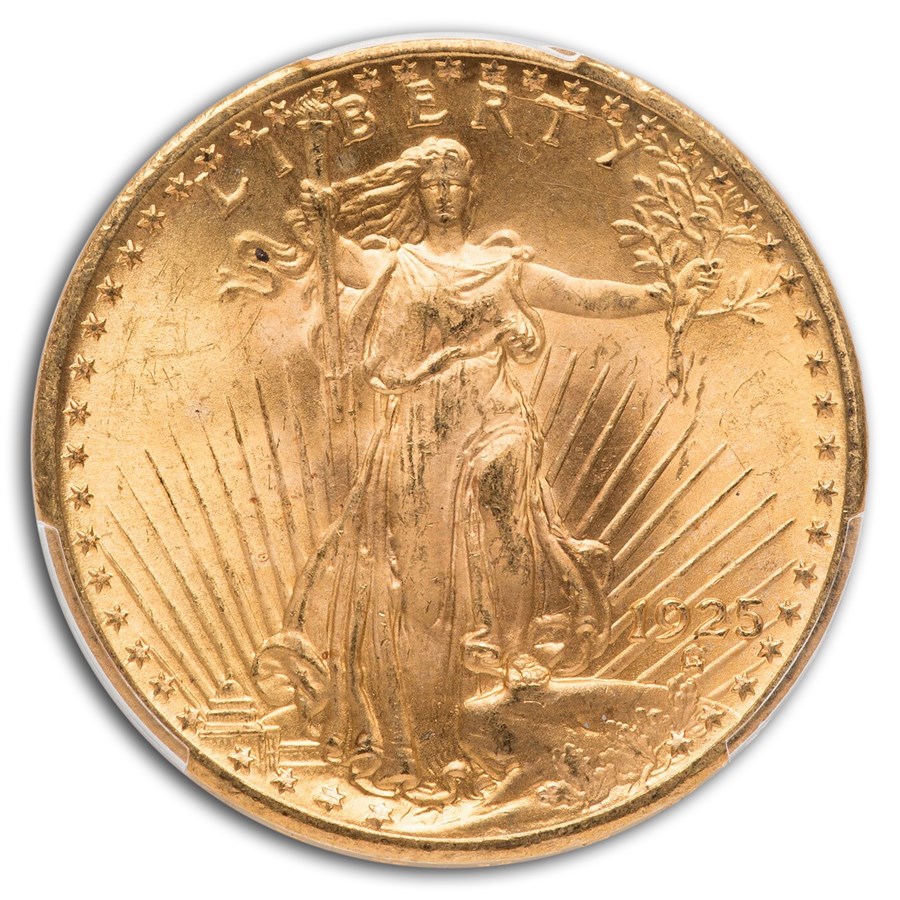 1925 $20 St Gaudens Gold Double Eagle MS-65+ PCGS CAC