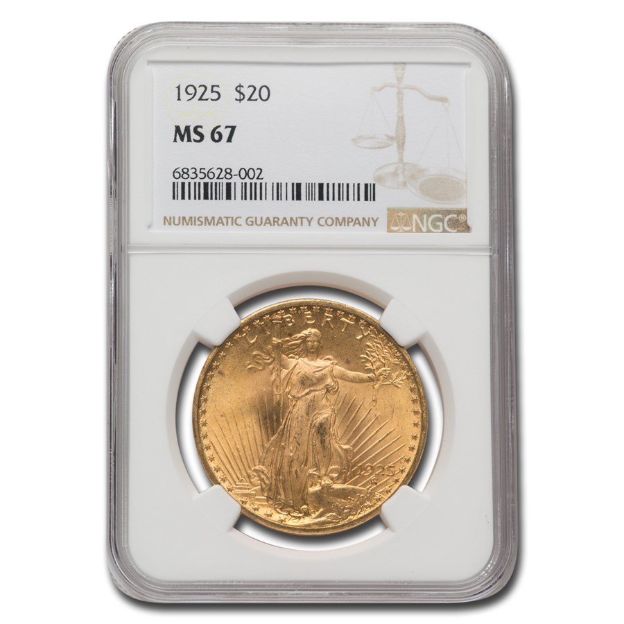 1925 $20 St Gaudens Gold Double Eagle MS-67 NGC