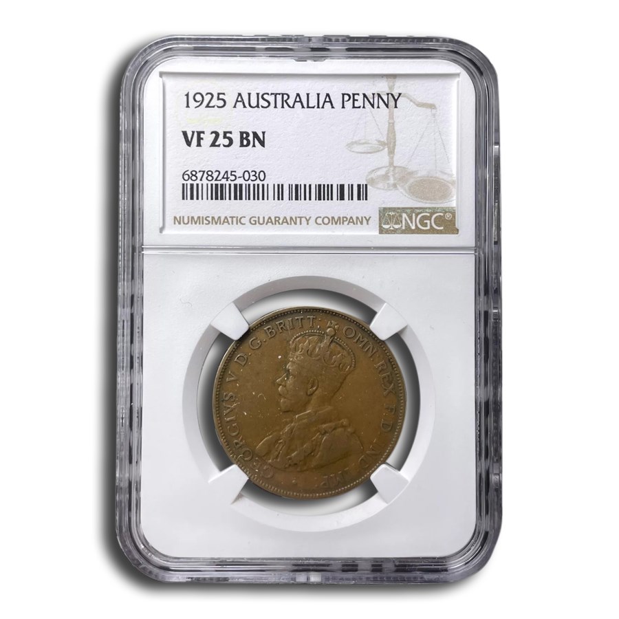 1925 Australia Penny George V VF-25 NGC (Brown)