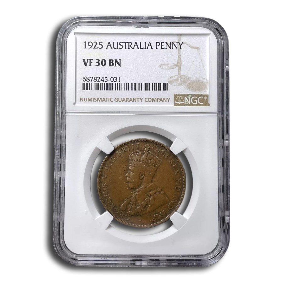 1925 Australia Penny George V VF-30 NGC (Brown)