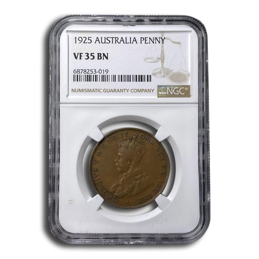 1925 Australia Penny George V VF-35 NGC (Brown)