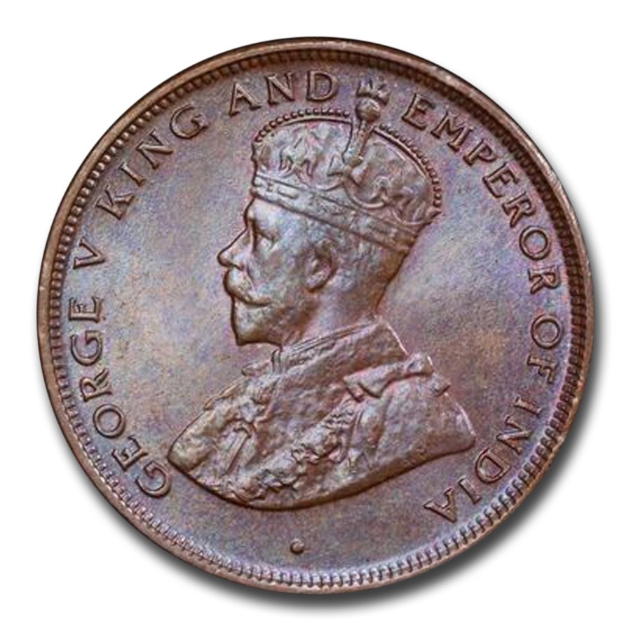 1925 Ceylon Cent George V MS-64 PCGS (Brown)