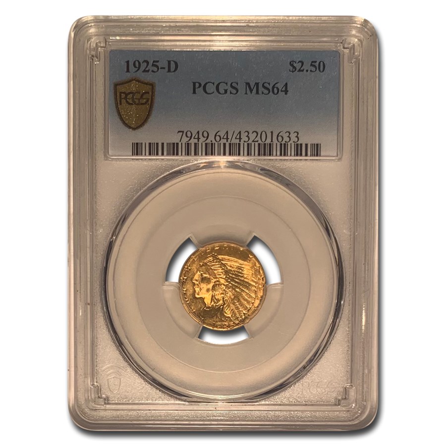 1925-D $2.50 Indian Gold Quarter Eagle MS-64 PCGS