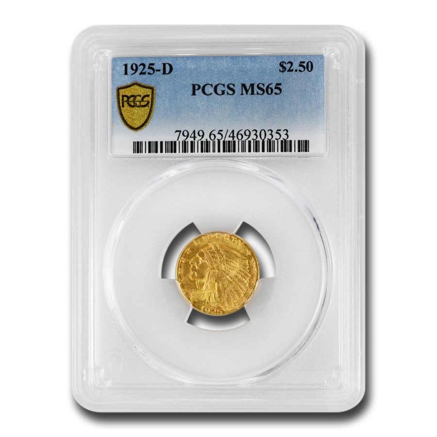 1925-D $2.50 Indian Gold Quarter Eagle MS-65 PCGS