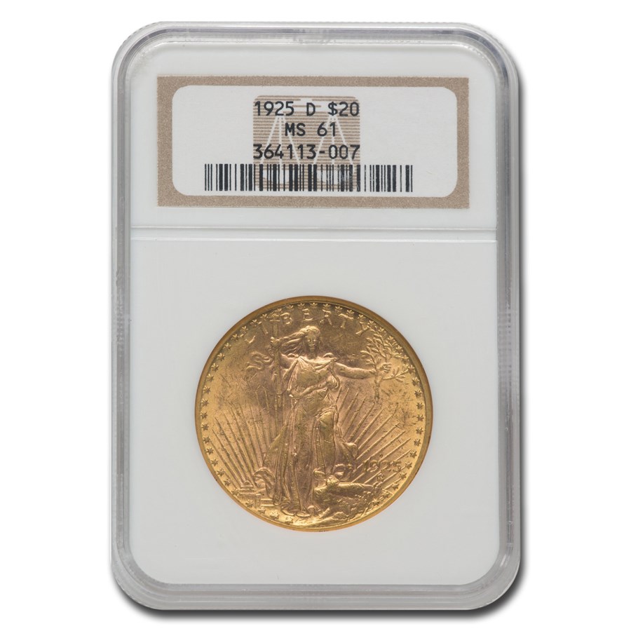 1925-D $20 St Gaudens Gold Double Eagle MS-61 NGC