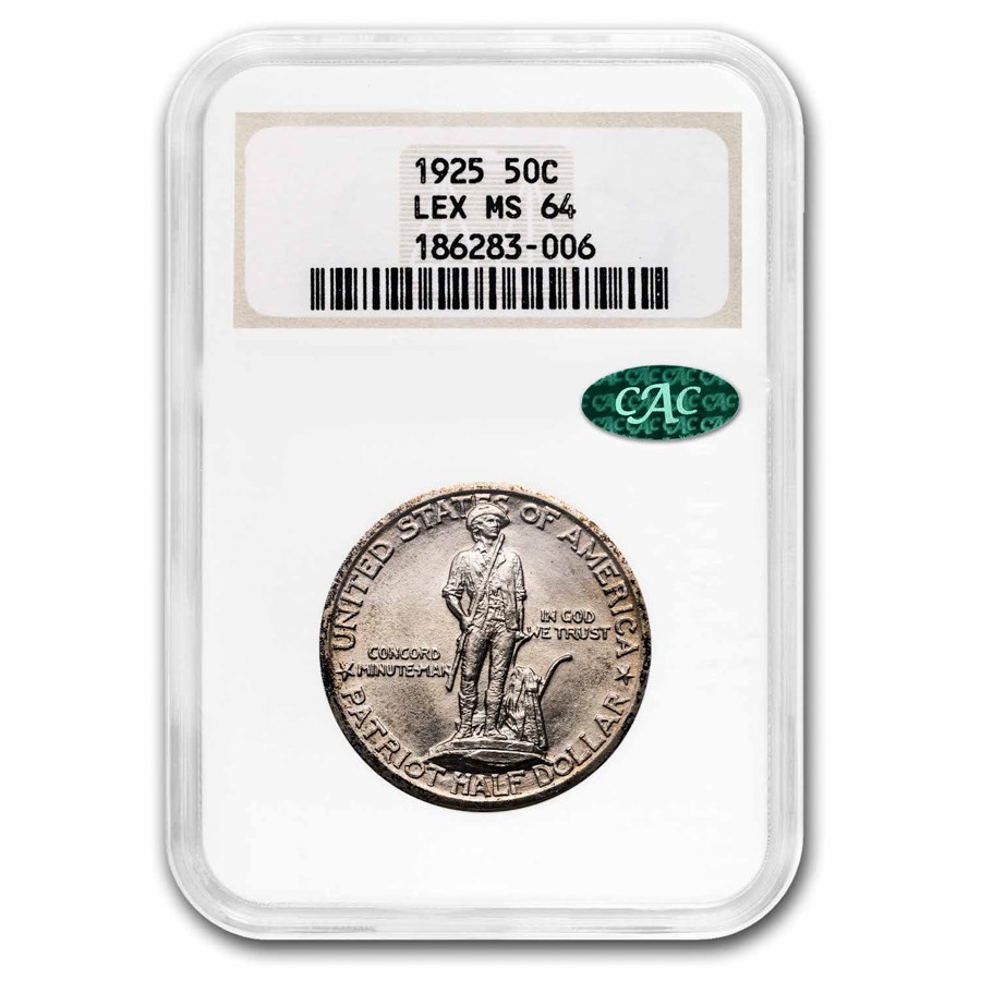 1925 Lexington Concord Half Dollar MS-64 NGC CAC (Fatty Holder)