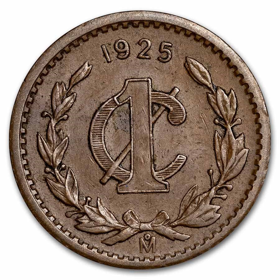 1925 Mexico Bronze 1 Centavo AU