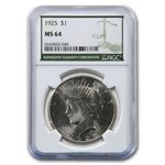 1925 Peace Dollar MS-64 NGC (Green Label)