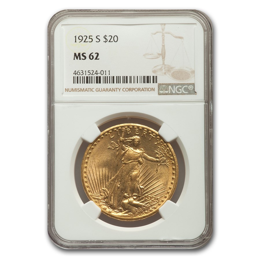 1925-S $20 St Gaudens Gold Double Eagle MS-62 NGC