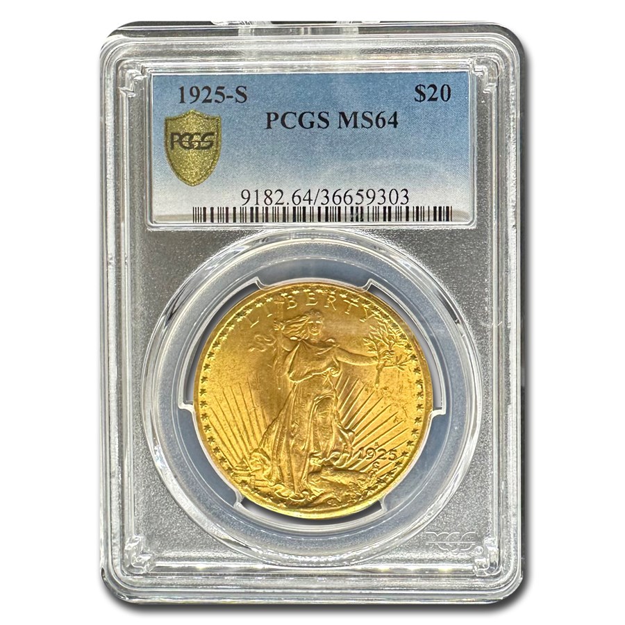 1925-S $20 St Gaudens Gold Double Eagle MS-64 PCGS