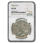 1925-S Peace Dollar AU-58 NGC