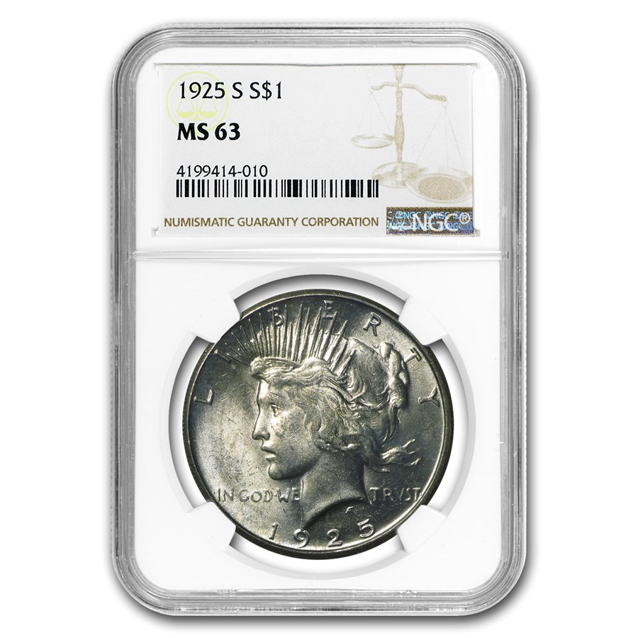 1925-S Peace Dollar MS-63 NGC