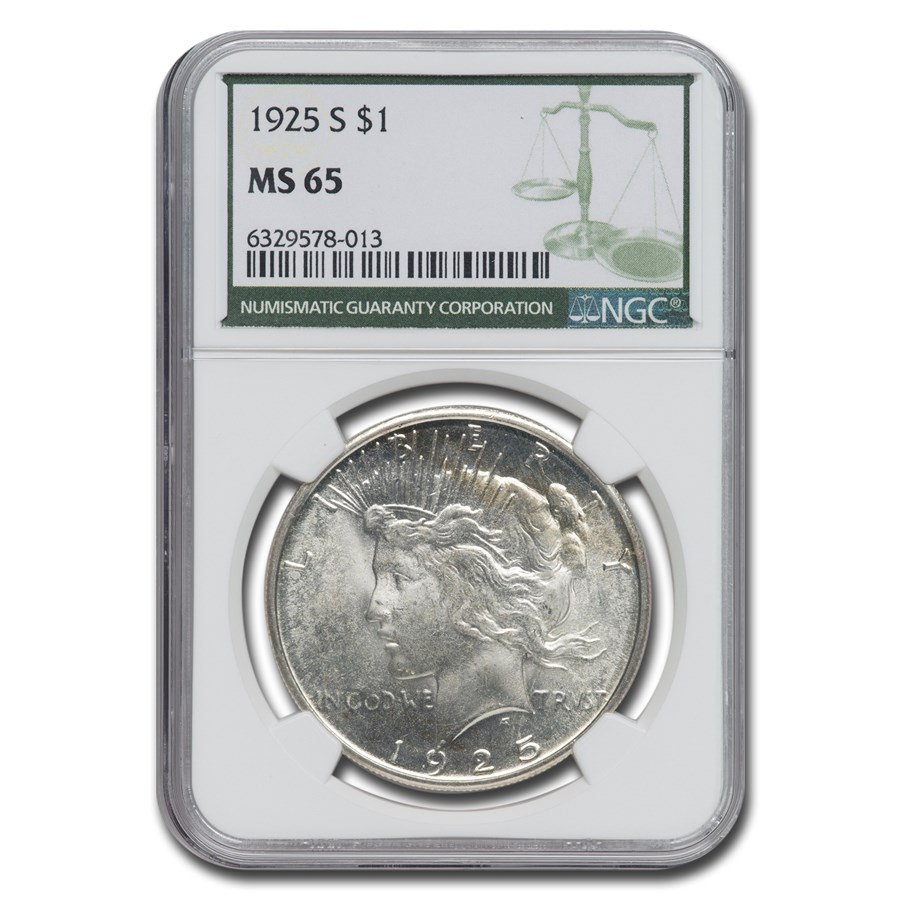 Buy 1925-S Peace Dollar MS-65 NGC (Green Label) | APMEX