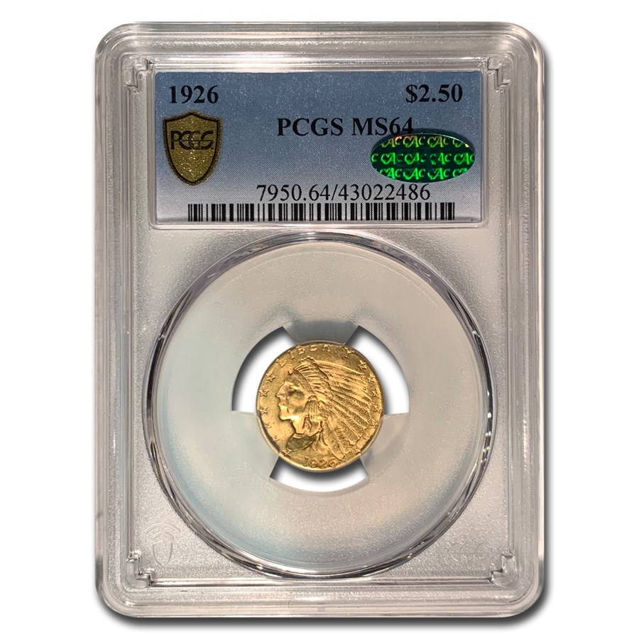 1926 $2.50 Indian Gold Quarter Eagle Mint State-64 PCGS CAC