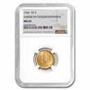 1926 Gold $2.50 America Sesquicentennial MS-63 NGC