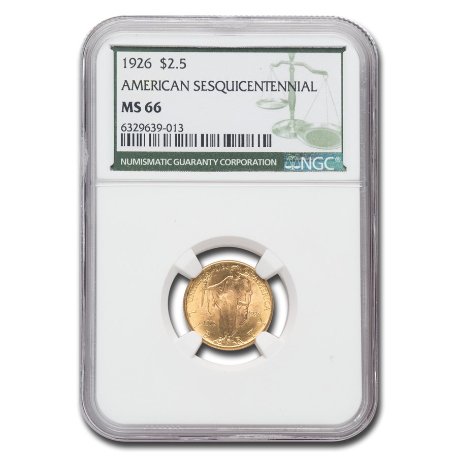 1926 Gold $2.50 America Sesquicentennial MS-66 NGC (Green Label)