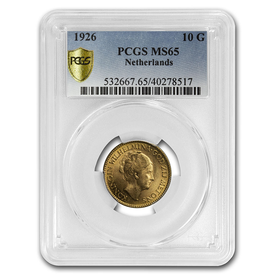 Buy 1926 Netherlands Gold 10 Guilders Wilhelmina MS-65 PCGS | APMEX