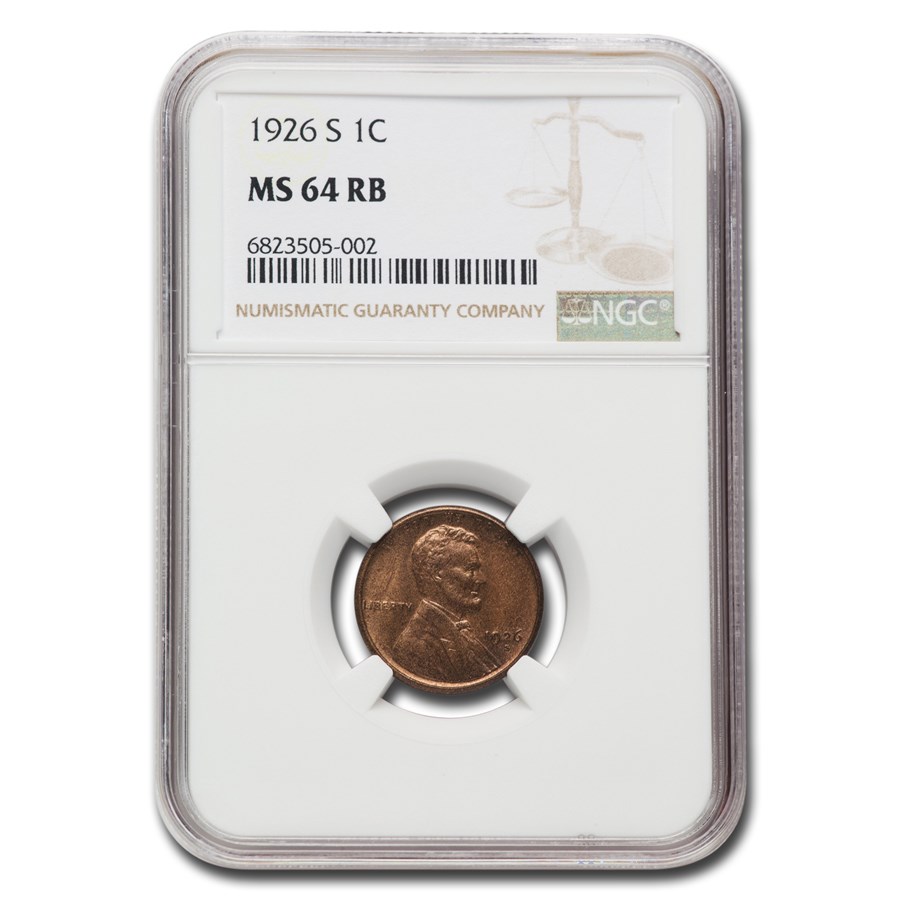 1926-S Lincoln Cent MS-64 NGC (Red/Brown)