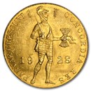 1927-1928 Netherlands Gold 1 Ducat (AU)