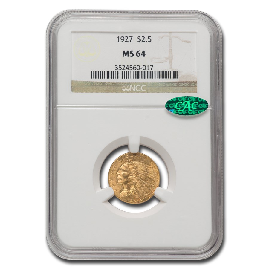 1927 $2.50 Indian Gold Quarter Eagle MS-64 NGC CAC