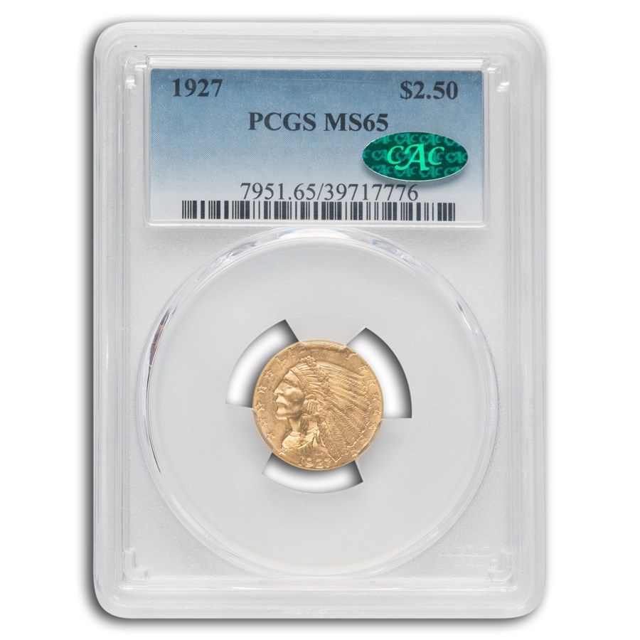 1927 $2.50 Indian Gold Quarter Eagle MS-65 PCGS CAC