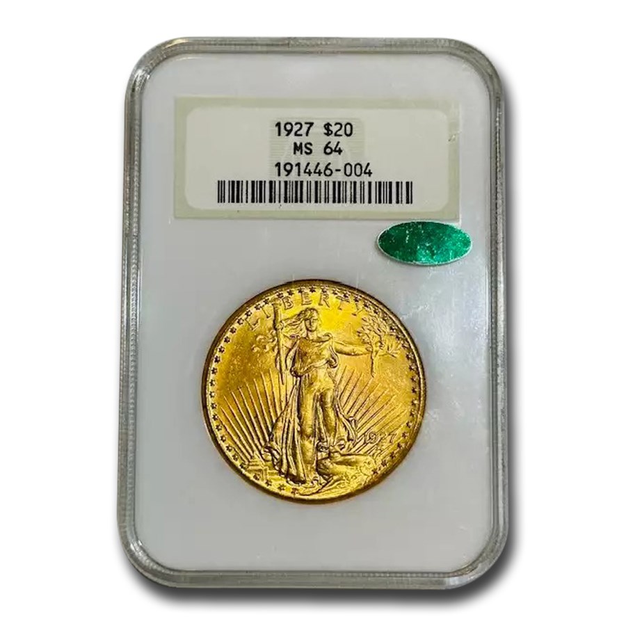 1927 $20 St. Gaudens Gold Double Eagle MS-64 NGC CAC