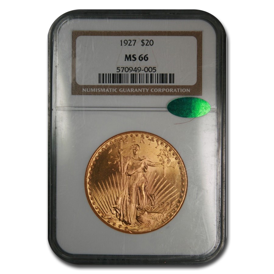 1927 $20 St Gaudens Gold Double Eagle MS-66 NGC CAC