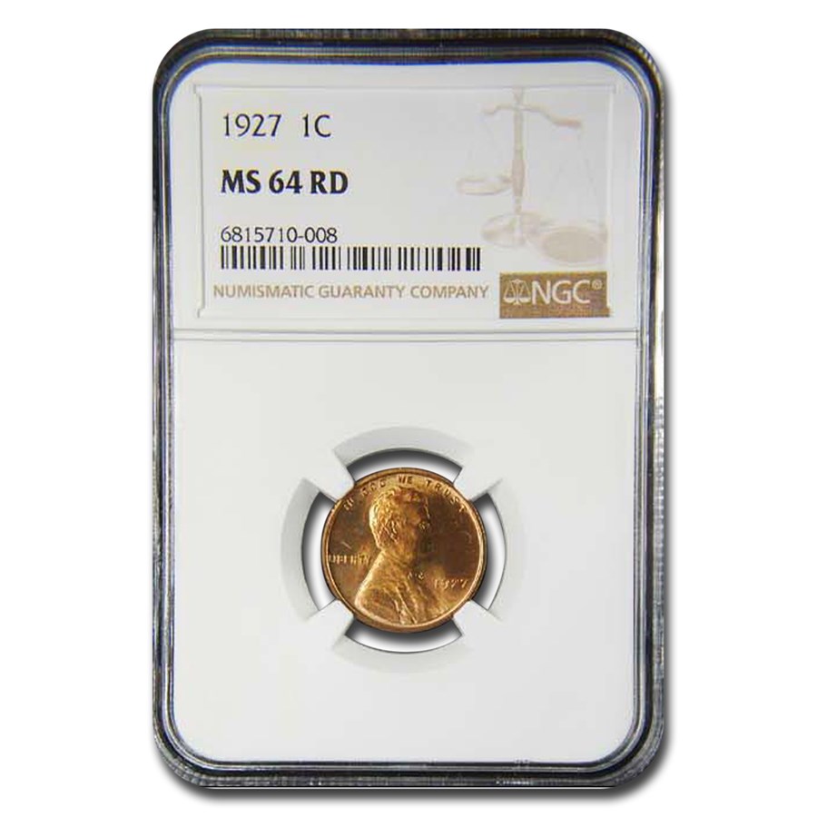 1927 Lincoln Cent MS-64 NGC (Red)