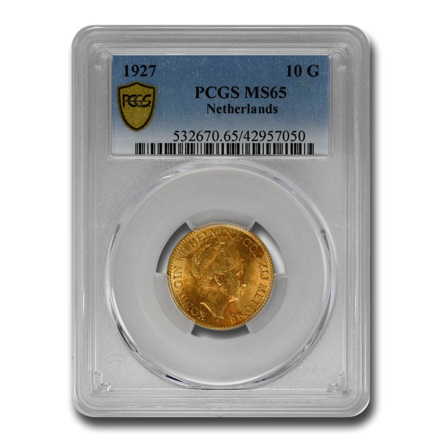 Buy 1927 Netherlands Gold 10 Gulden Wilhelmina I MS-65 PCGS | APMEX