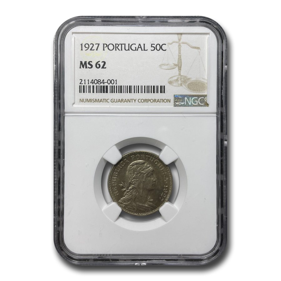 1927 Portugal 50 Centavos MS-62 NGC