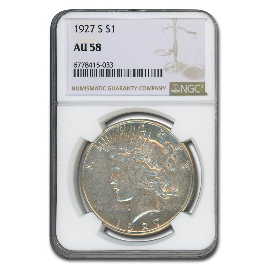 1927-S Peace Dollar AU-58 NGC