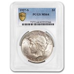 1927-S Peace Dollar MS-64 PCGS