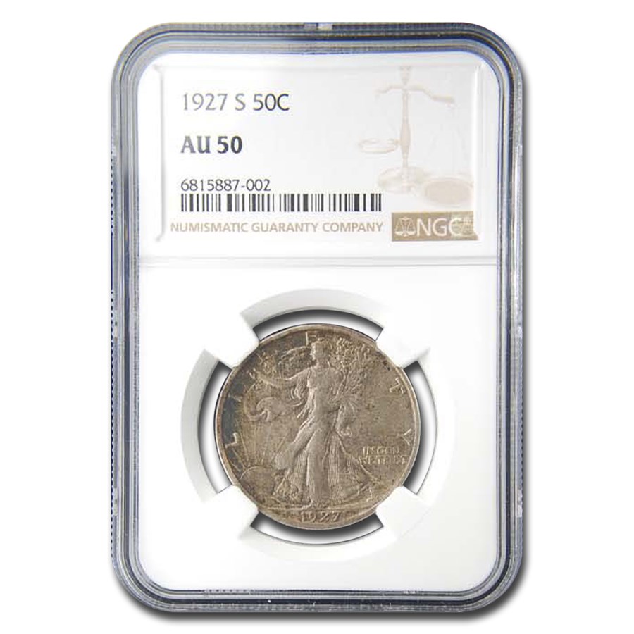 1927-S Walking Liberty Half Dollar AU-50 NGC