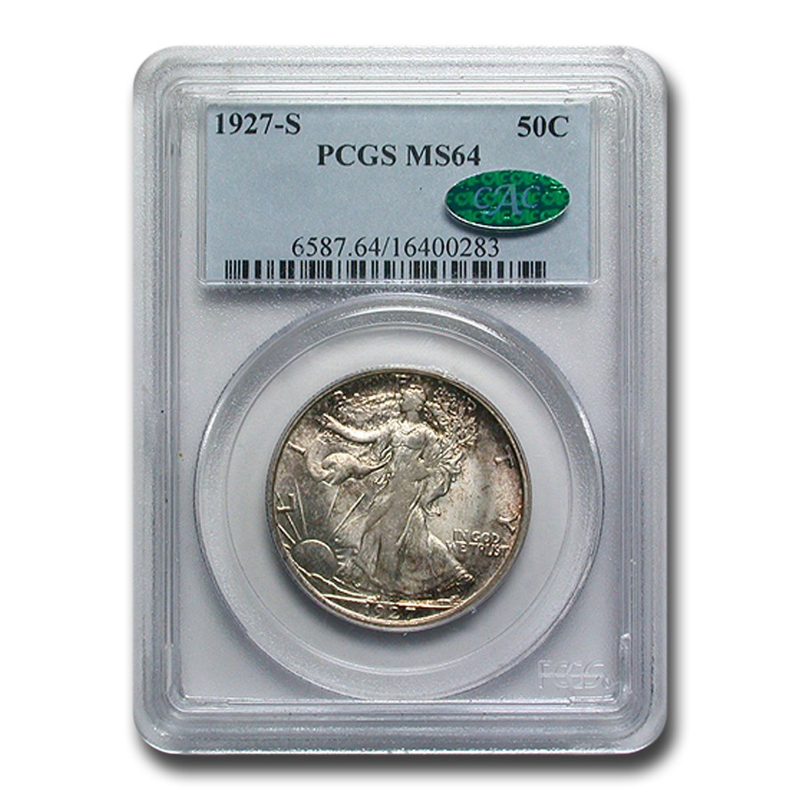 1927-S Walking Liberty Half Dollar MS-64 PCGS CAC