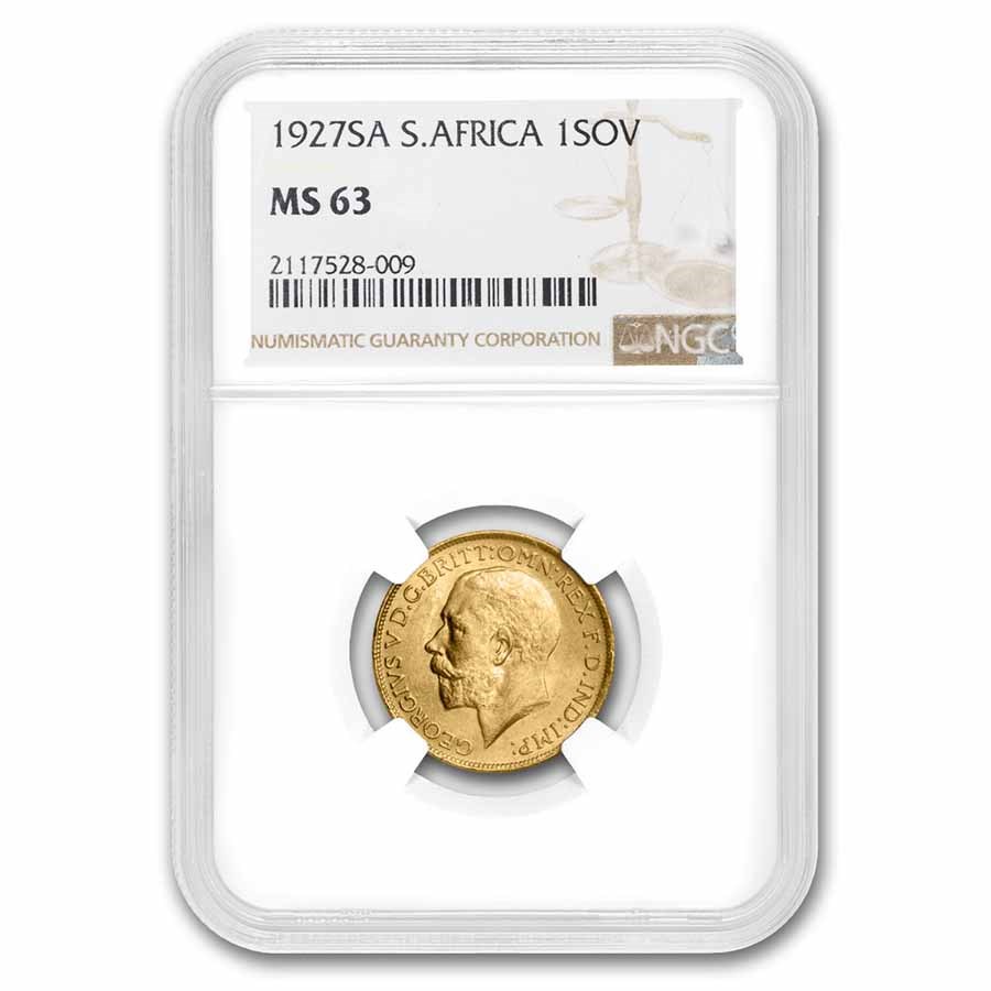 1927-SA South Africa Gold Sovereign MS-63 NGC