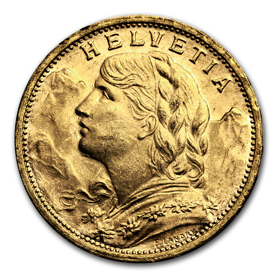 Buy 1927 Swiss Gold 20 Francs Helvetia BU | APMEX