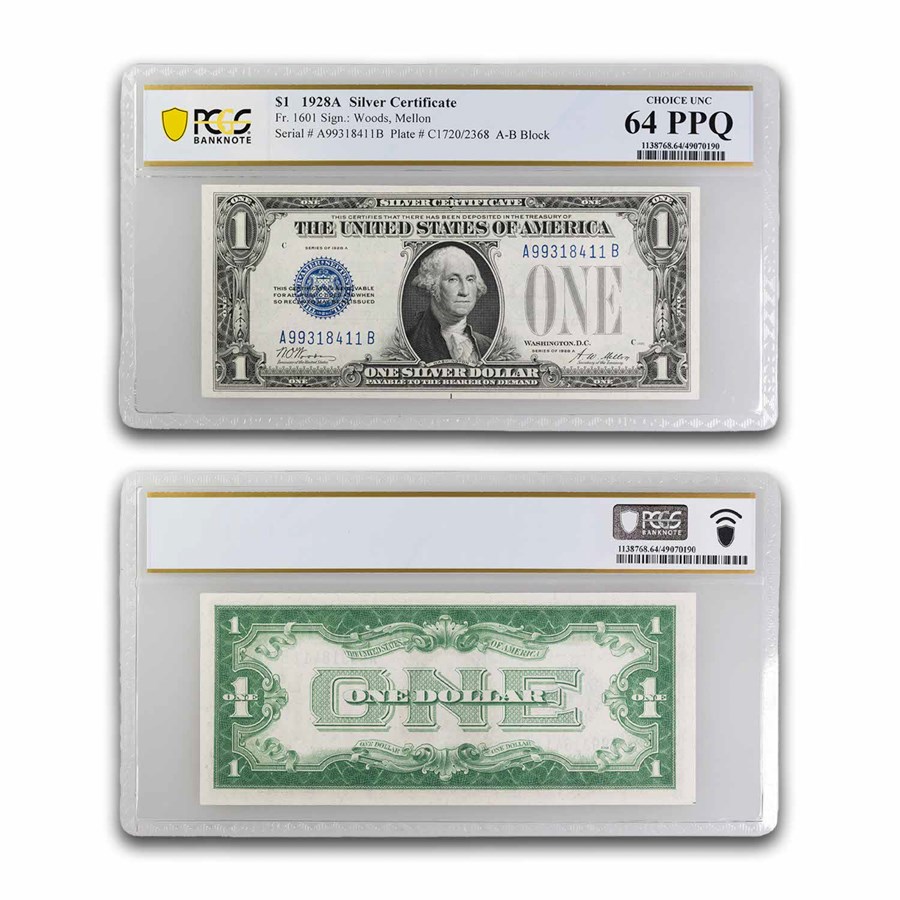 1928 $1.00 Silver Certificate Gem CU-64 PPQ PCGS (Fr#1601)