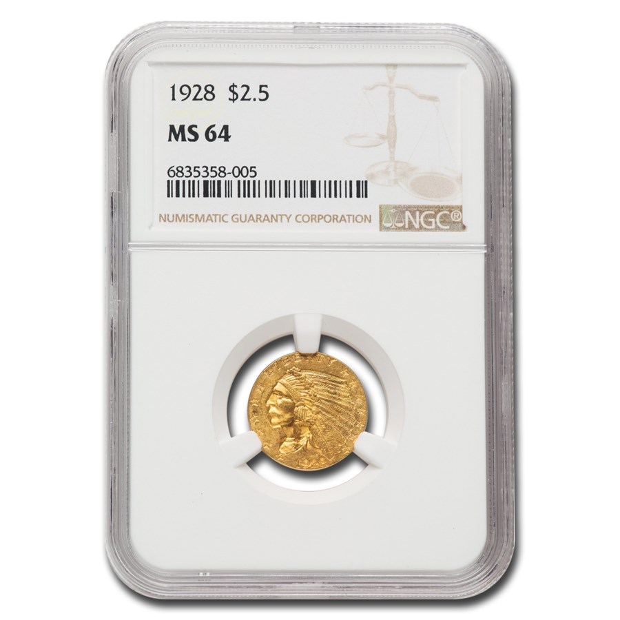 1928 $2.50 Indian Gold Quarter Eagle MS-64 NGC