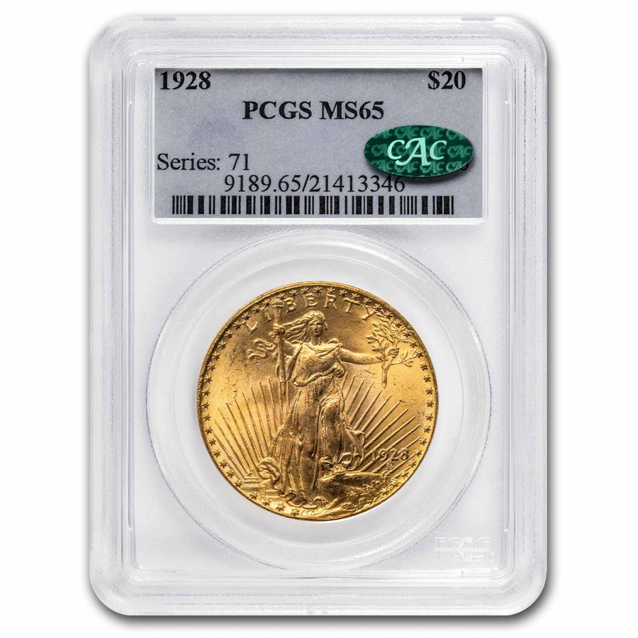 1928 $20 St Gaudens Gold Double Eagle MS-65 PCGS CAC