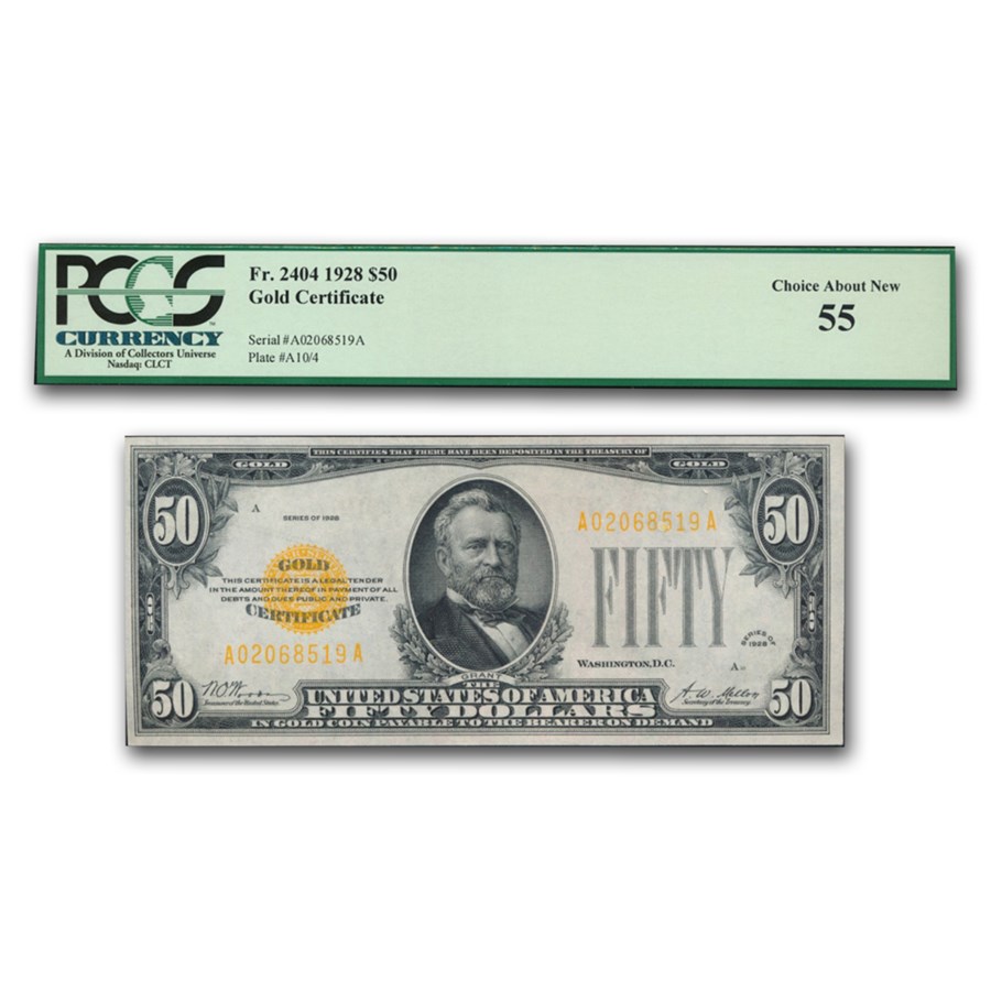 1928 $50 Gold Certificate AU-55 PCGS (Fr#2404)