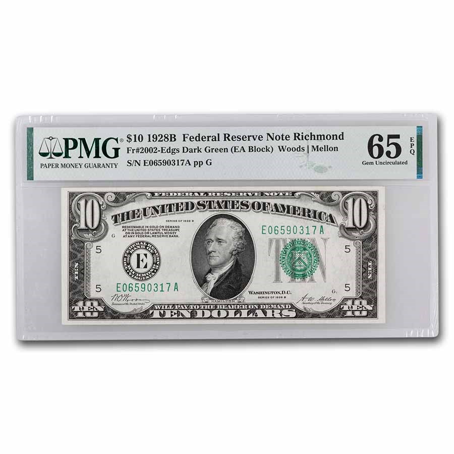 1928-B (E-Richmond) $10 FRN CU-65 EPQ PMG (Fr#2002-E) DGS