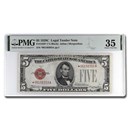 1928-C* $5.00 U.S. Note Red Seal VF-35 PMG (Fr#1528*) Star Note