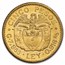1928 Colombia Gold 5 Pesos Coin BU