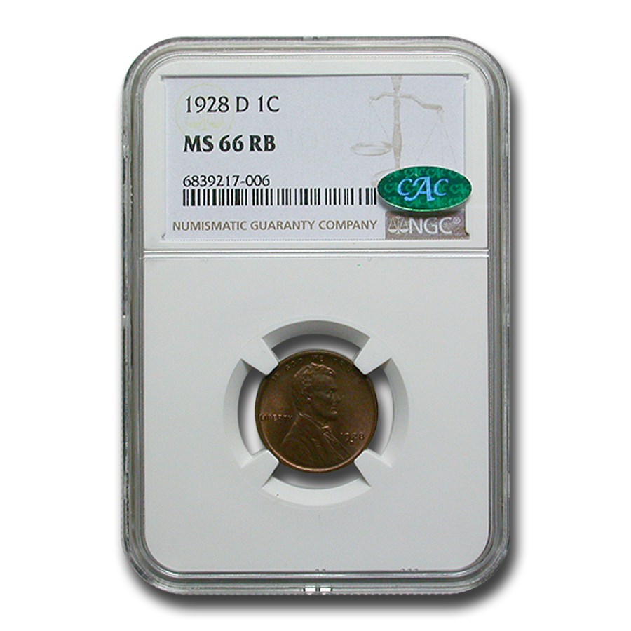 1928-D Lincoln Cent MS-66 NGC CAC (Red/Brown)