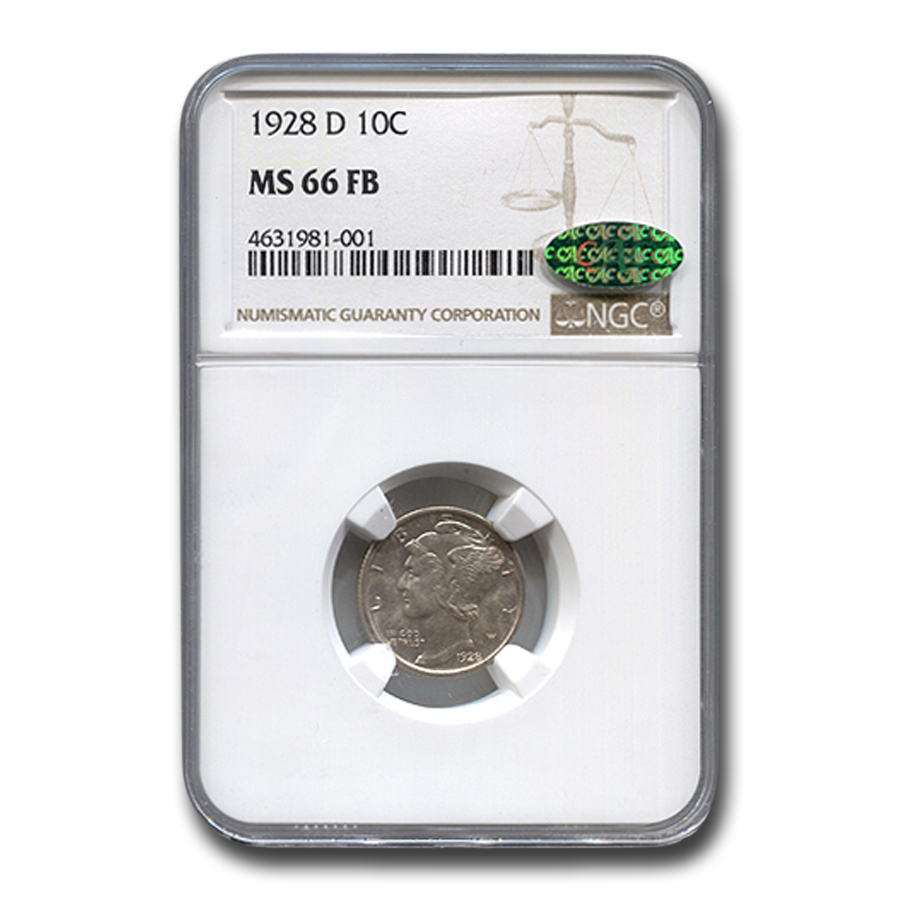 Buy 1928-D Mercury Dime MS-66 NGC CAC (FB) | APMEX