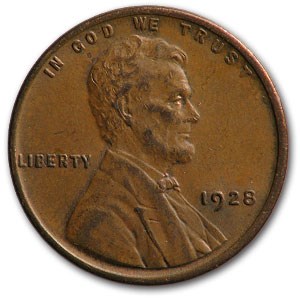 1928 Lincoln Cent AU